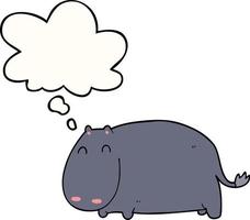 cartoon hippo and thought bubble vector