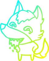 cold gradient line drawing cartoon hungry wolf vector