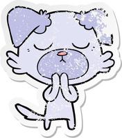 distressed sticker of a cute cartoon dog vector