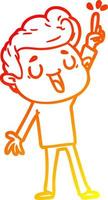 warm gradient line drawing happy cartoon man vector