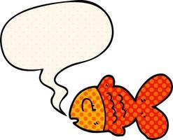 cartoon fish and speech bubble in comic book style vector