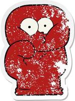 distressed sticker of a cartoon boxing glove vector