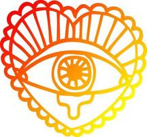 warm gradient line drawing cartoon crying eye heart tattoo symbol vector