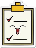 sticker of a cute cartoon check list vector