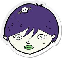 sticker of a cartoon vampire face vector