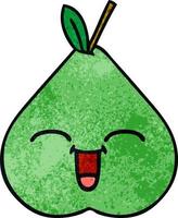 retro grunge texture cartoon green pear vector