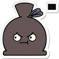 sticker of a cute cartoon sack vector