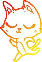 warm gradient line drawing calm cartoon cat vector