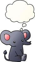 cartoon elephant and thought bubble in smooth gradient style vector