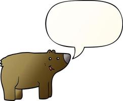 cartoon bear and speech bubble in smooth gradient style vector
