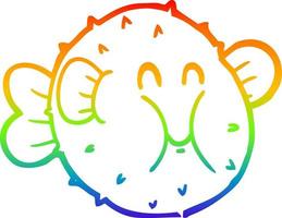 arco iris gradiente línea dibujo dibujos animados pez globo vector