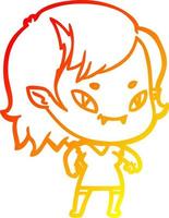 warm gradient line drawing cartoon friendly vampire girl vector