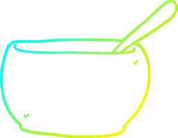 cold gradient line drawing cartoon soup bowl vector