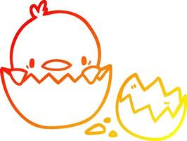 warm gradient line drawing cute cartoon chick hatching from egg vector