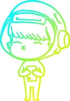 cold gradient line drawing cartoon curious astronaut vector