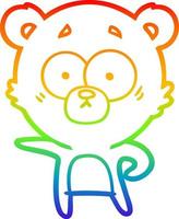 rainbow gradient line drawing surprised polar bear cartoon vector