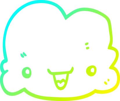 cold gradient line drawing cartoon tiny happy cloud vector
