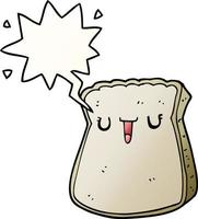 cartoon slice of bread and speech bubble in smooth gradient style vector