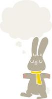 cartoon rabbit and thought bubble in retro style vector