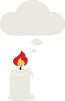 cartoon candle and thought bubble in retro style vector