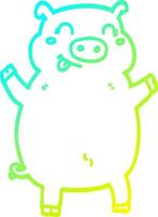 cold gradient line drawing cartoon pig vector