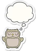 cartoon owl and thought bubble as a printed sticker vector