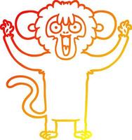 warm gradient line drawing caroton monkey vector