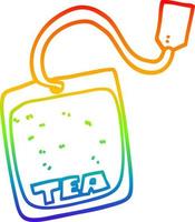 rainbow gradient line drawing cartoon tea bag vector