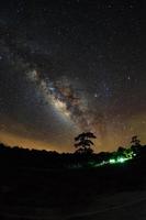 Silhouette of Tree and Milky Way at Phu Hin Rong Kla National Park,Phitsanulok Thailand photo
