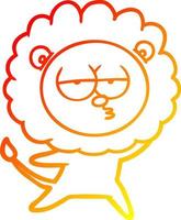 warm gradient line drawing cartoon bored lion vector