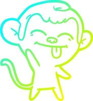 cold gradient line drawing funny cartoon monkey waving vector