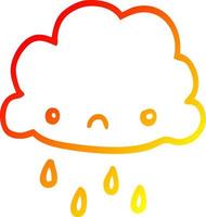 dibujo de línea de gradiente cálido nube de tormenta de dibujos animados vector