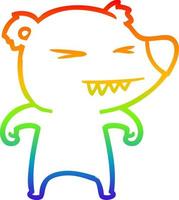 rainbow gradient line drawing angry bear cartoon vector