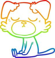 rainbow gradient line drawing cute cartoon dog vector