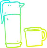 cold gradient line drawing cartoon coffee thermos vector