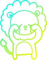 cold gradient line drawing crying cartoon lion vector