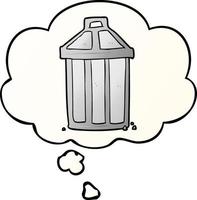 cartoon garbage can and thought bubble in smooth gradient style vector