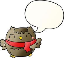 cute cartoon owl and speech bubble in smooth gradient style vector