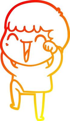 warm gradient line drawing cartoon happy man