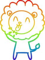 rainbow gradient line drawing happy cartoon lion vector