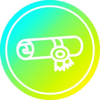 diploma certificate circular in cold gradient spectrum vector