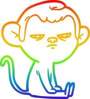 rainbow gradient line drawing cartoon annoyed monkey vector