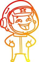 warm gradient line drawing cartoon laughing astronaut vector