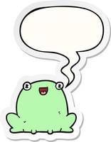 cute cartoon frog and speech bubble sticker vector