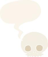 cartoon skull and speech bubble in retro style vector