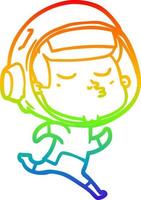 rainbow gradient line drawing cartoon confident astronaut vector