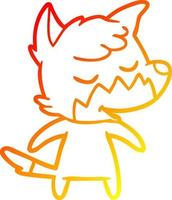 warm gradient line drawing friendly cartoon fox vector