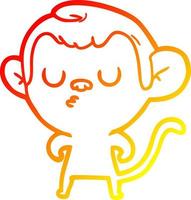 warm gradient line drawing cartoon monkey vector