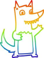 dibujo de línea de gradiente de arco iris lobo de dibujos animados vector