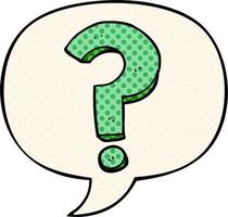 cartoon question mark and speech bubble in comic book style vector